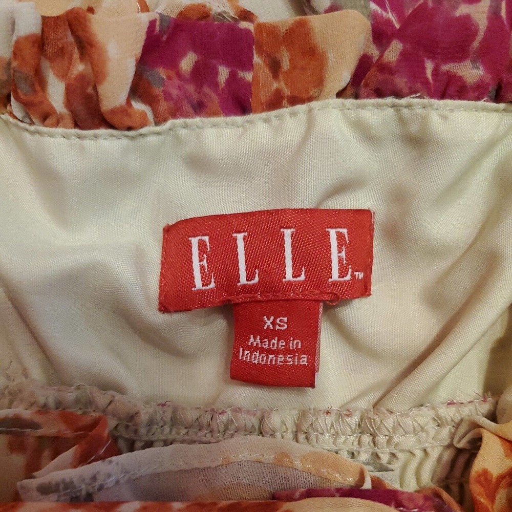Elle Women's Maxi Dress Size XS Peach Floral Thin Strap Smock V-neck Lined - Picture 5 of 10